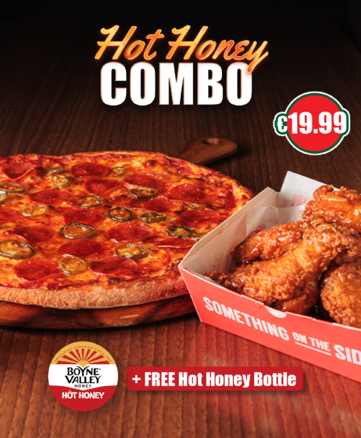 pizza and wings with Boyne Valley Hot Hone