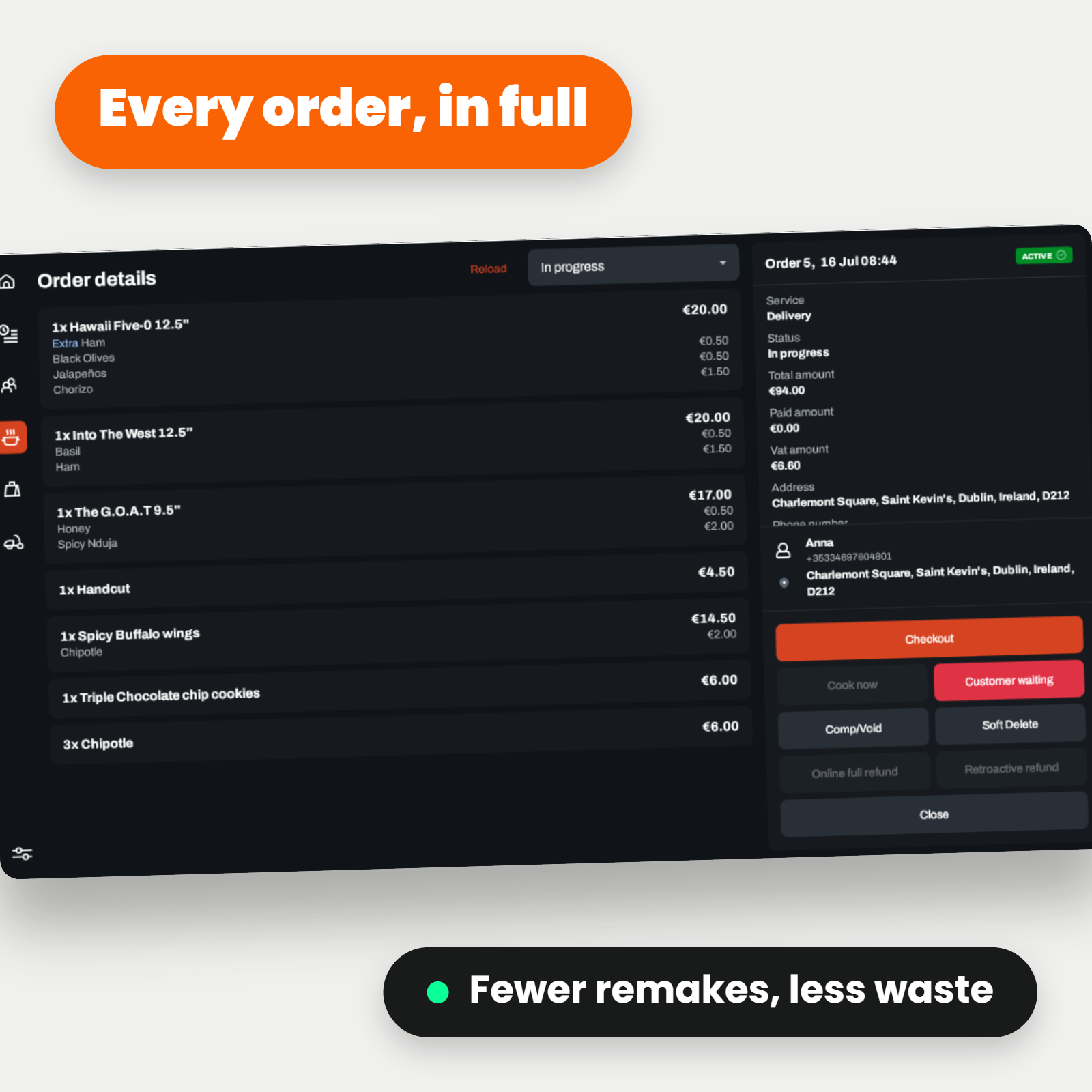 Restaurant order details