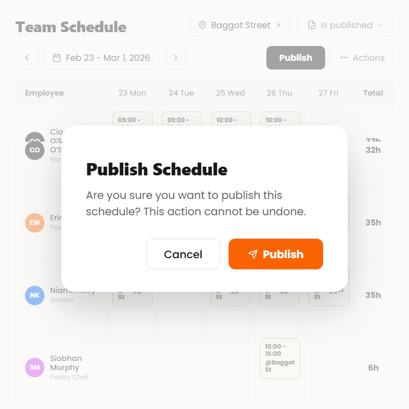 Publishing a schedule in Boss It Publishing a schedule in Boss It