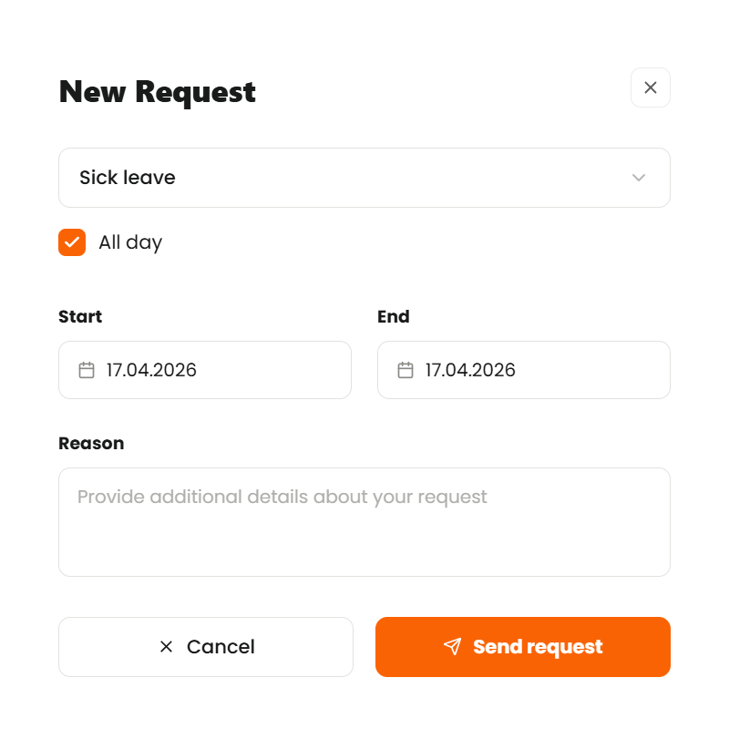 Submitting a sick leave request in Boss It Submitting a sick leave request in Boss It